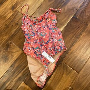 J Crew Playa printed Rockaway ruched one-piece swimsuit in neon multi